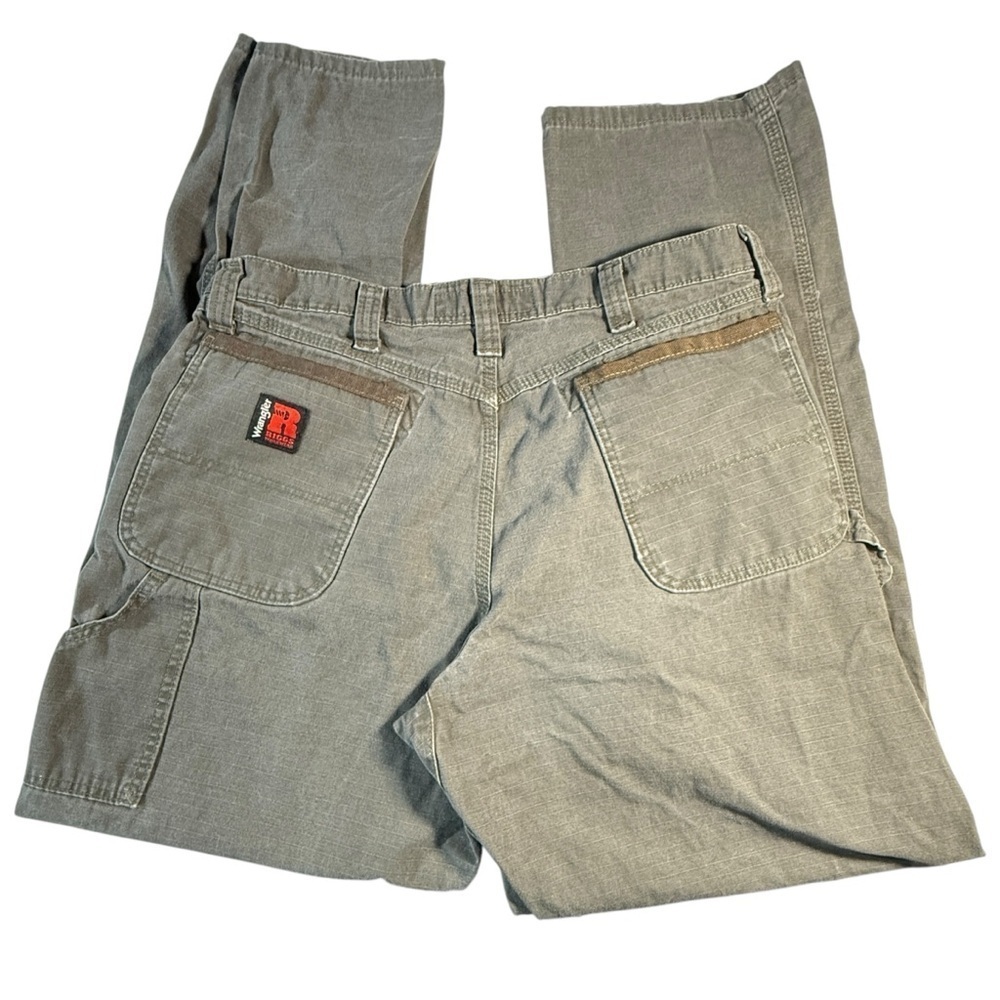 Wrangler x Riggs Workwear Ripstop Carpenter Pants Size 36 x 33 Green Cotton Work - Picture 2 of 12